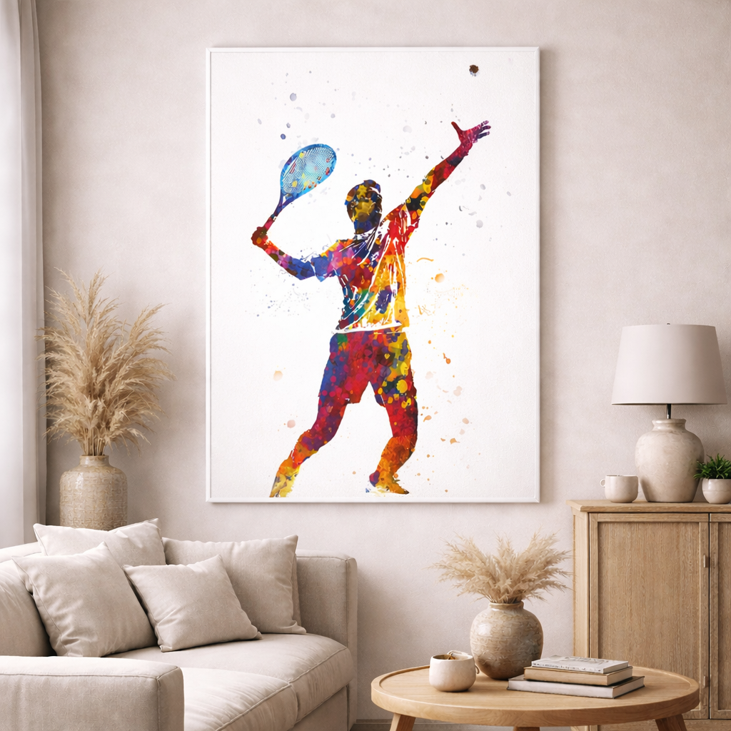 Colorful Tennis Player Canvas