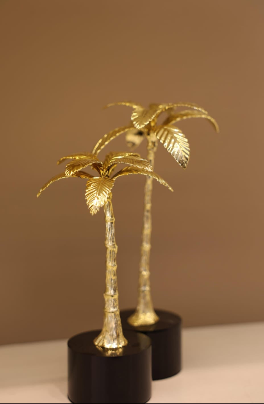 Gold Palm Tree Sculptures set of 2