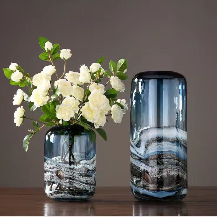Blue Gradient Glass Vase Set of 2