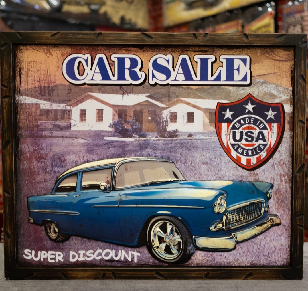 Vintage Car Sale Retro Wall Art