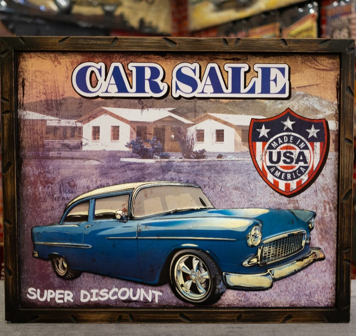 Vintage Car Sale Retro Wall Art