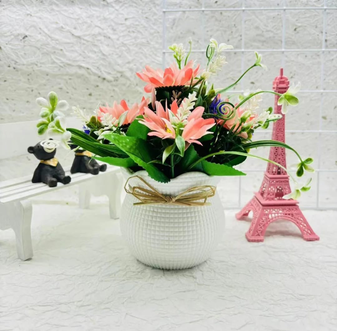Artificial Flower Pots Set of 4 different colors