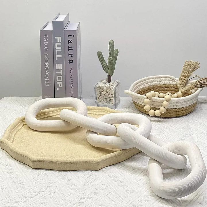 White Wooden Decorative Chain Link Sculpture
