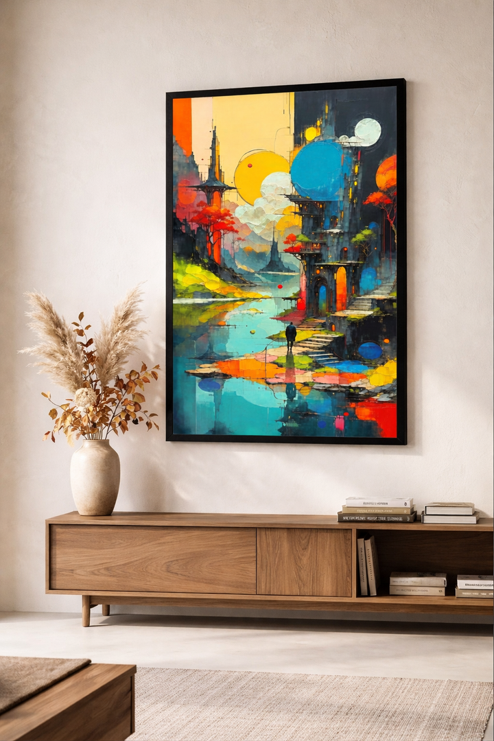 Colorful Abstract Cityscape Framed Art