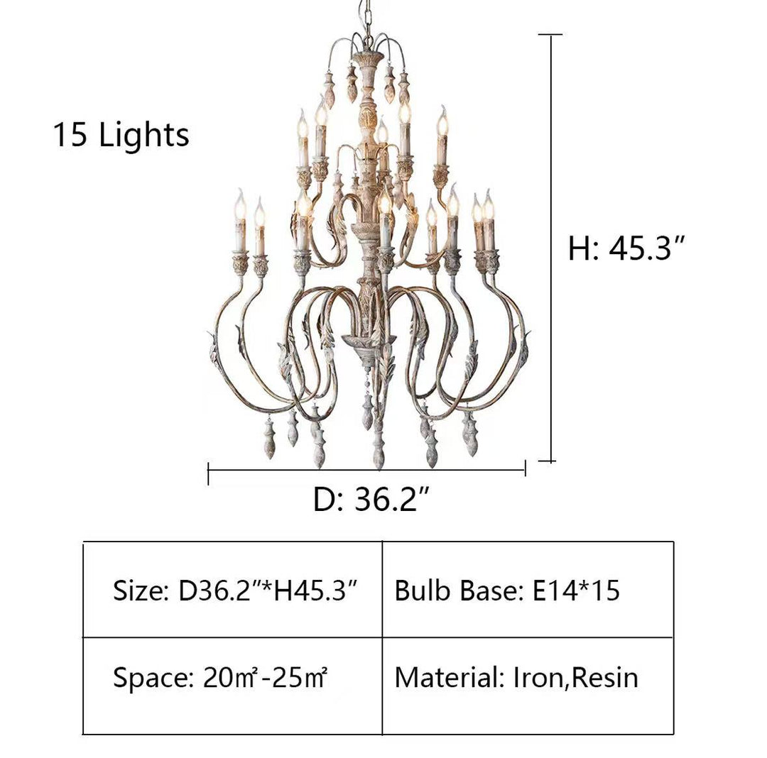 Rustic Chandelier in several sizes for Rooms and High Ceilings