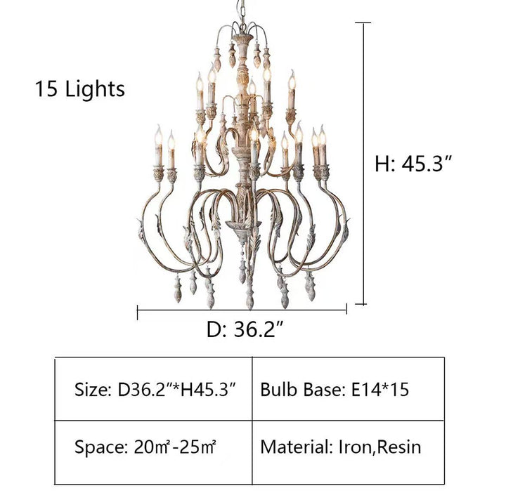 Rustic Chandelier in several sizes for Rooms and High Ceilings