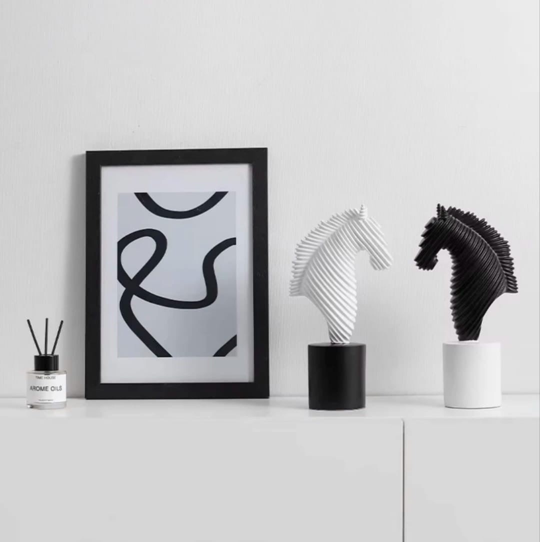 Black & White Modern Horse Head Sculptures