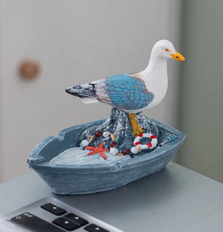Seagull on Boat Decorative Figurine
