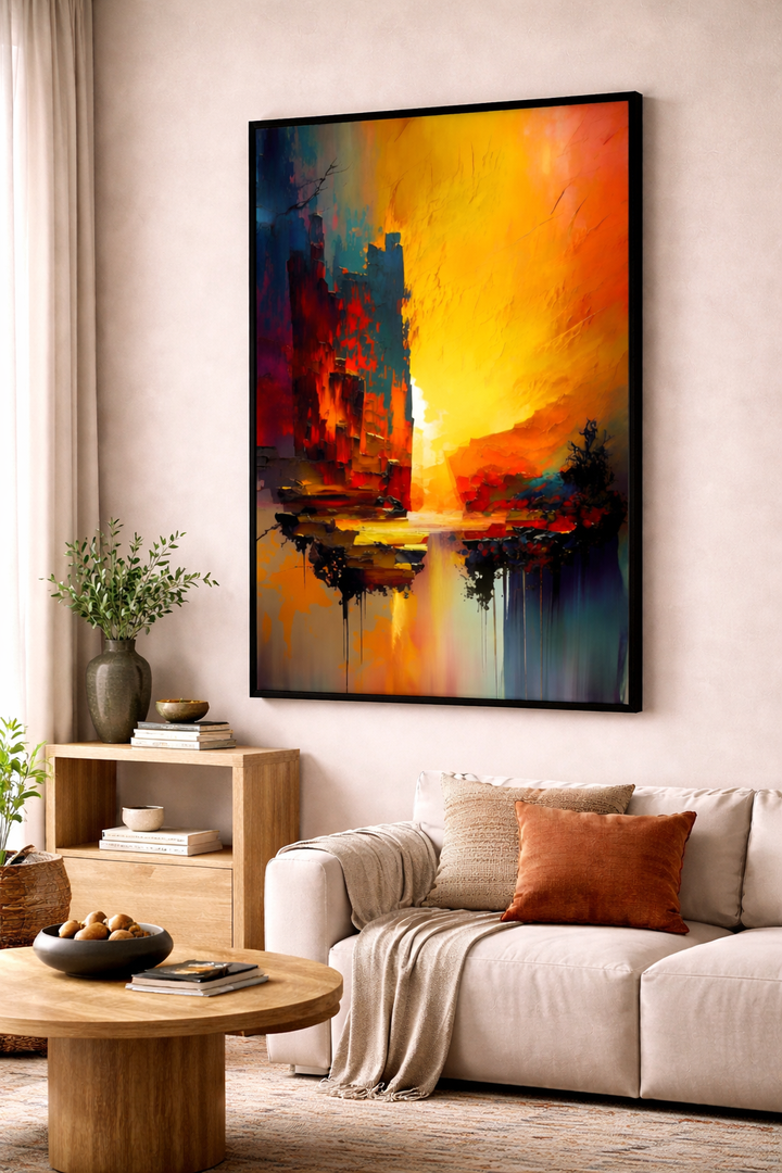 Abstract Sunset Reflection Framed