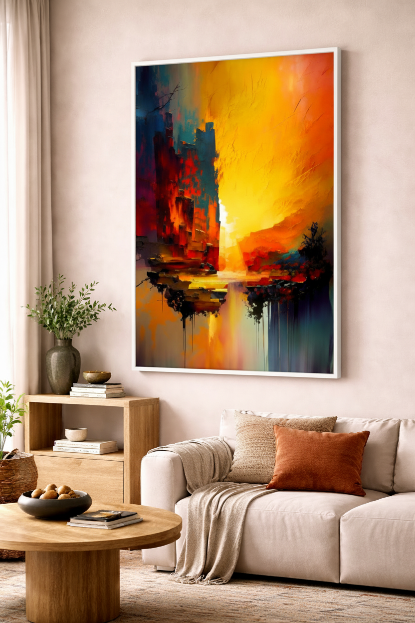 Abstract Sunset Reflection Canvas