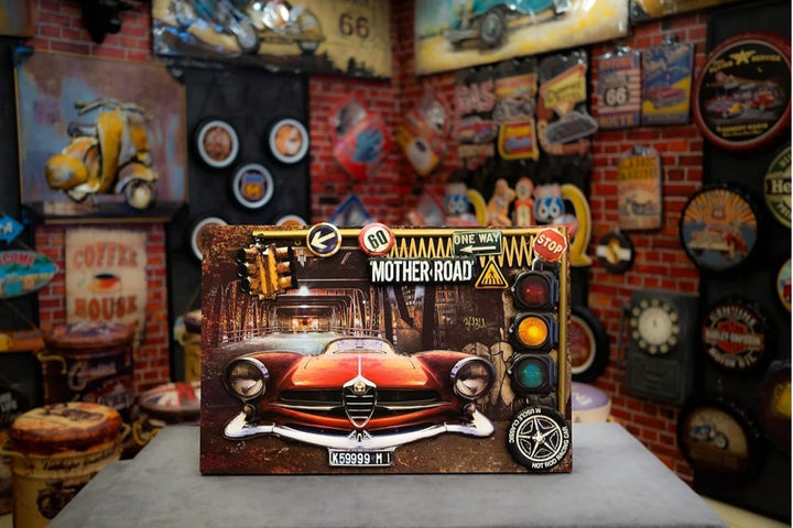 'Mother Road' Retro Red Car Wall Art