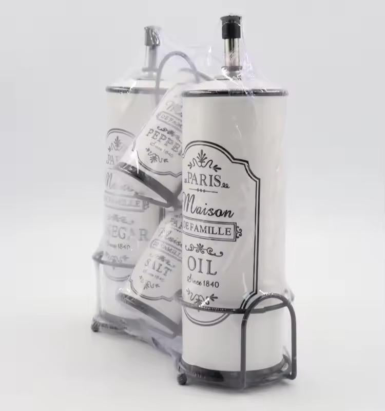 Ceramic Bathroom Canister Set with Stand