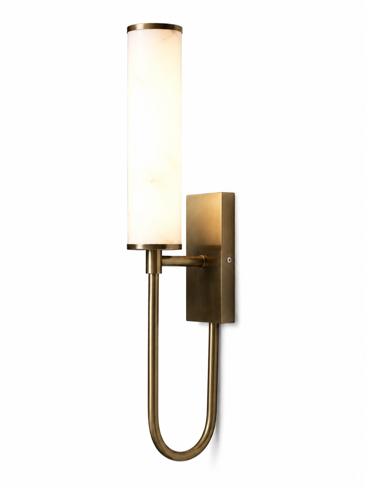 Modern Artificial Alabaster Brass Wall Sconce
