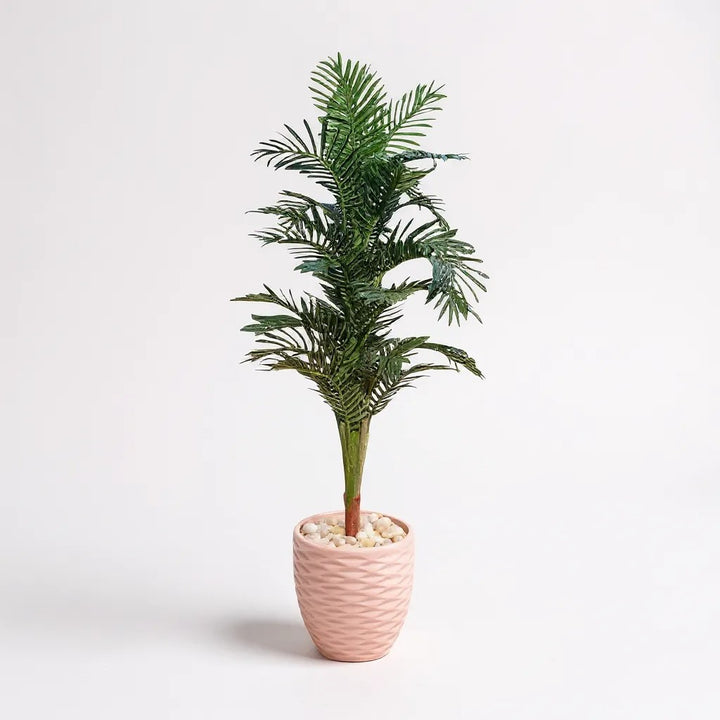 Artificial Palm Tree in White Textured Pot