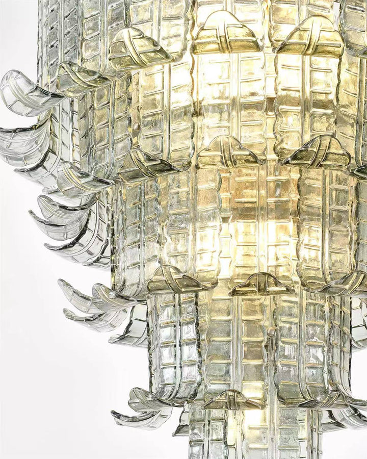 Modern Glass Chandelier with Multi-Layer Design
