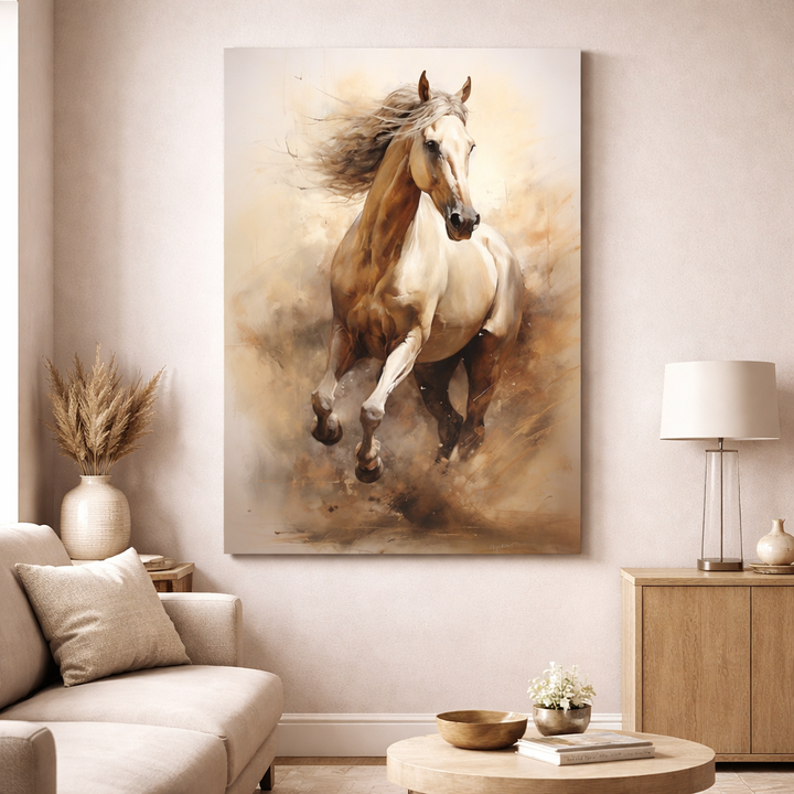 Running horse canvas on MDF frame with glass, water and dust resistant premium material