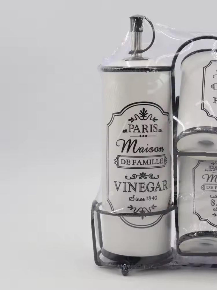 Ceramic Bathroom Canister Set with Stand