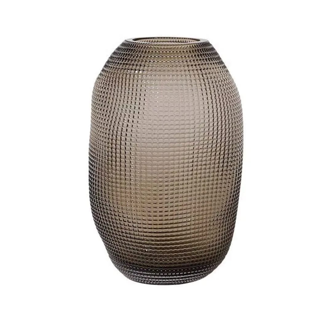 Textured Smoky Glass Vase set of 2