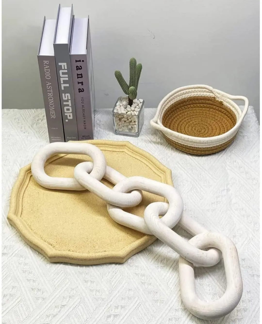 White Wooden Decorative Chain Link Sculpture