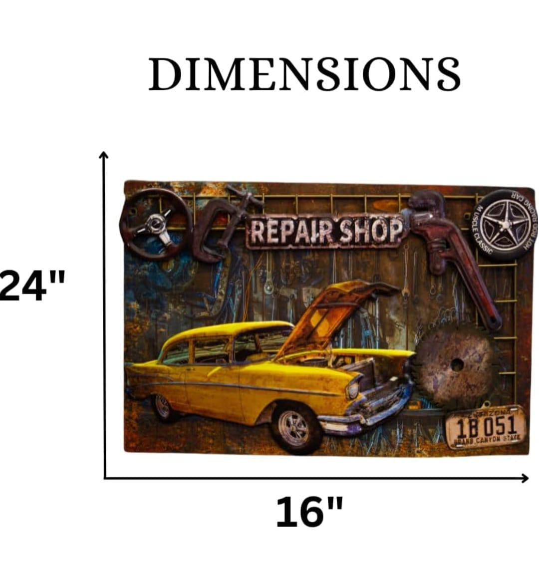 Vintage Repair Shop 3D Metal Wall Art