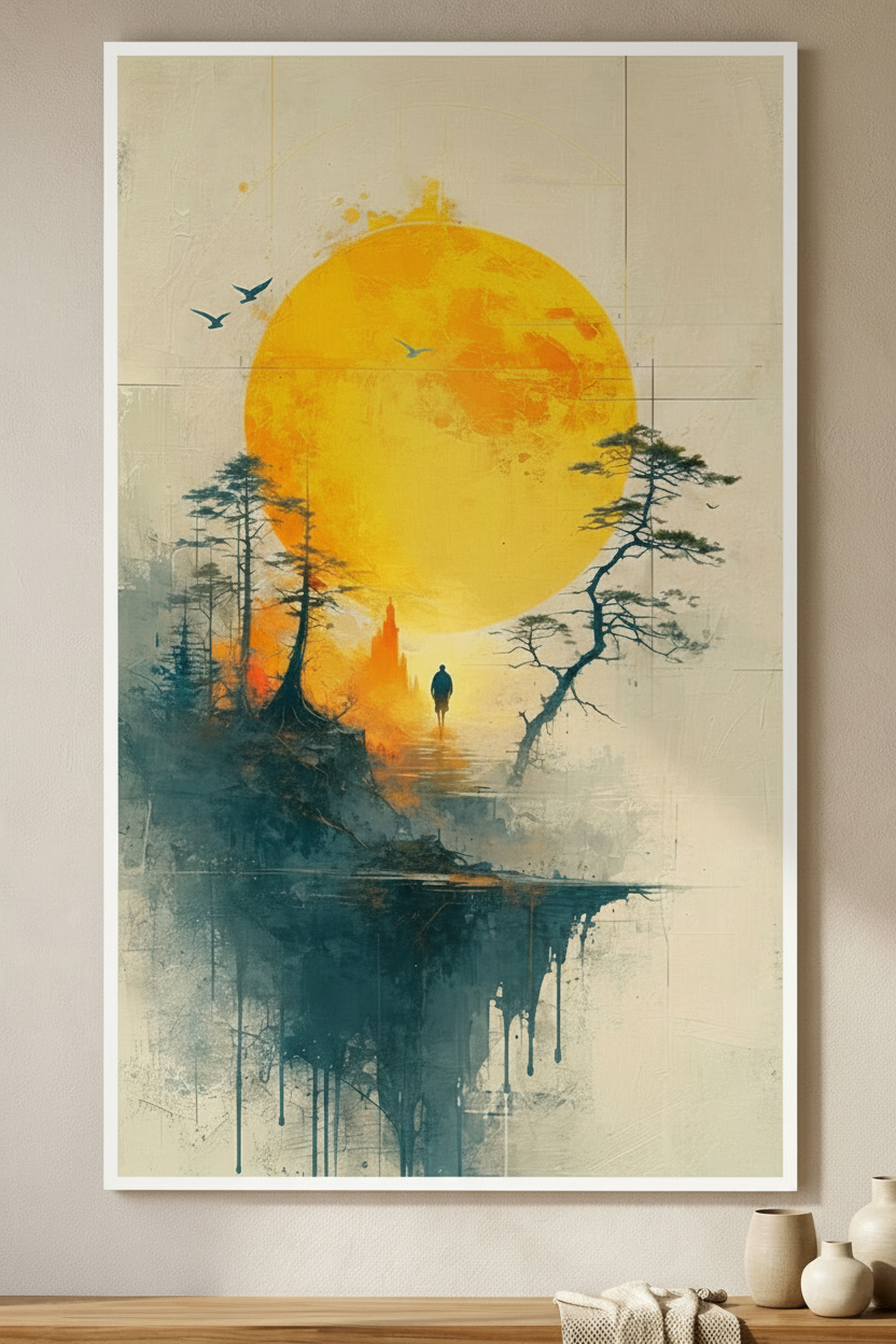 Golden Sun Path Canvas Art