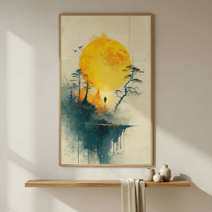 Golden Sun Path Canvas Art