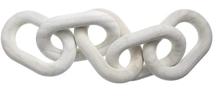 White Wooden Decorative Chain Link Sculpture