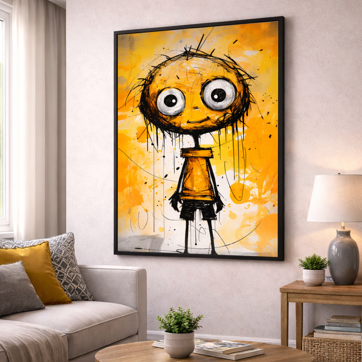 Abstract Wide-Eyed Character Canvas