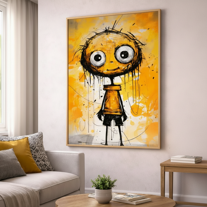 Abstract Wide-Eyed Character Canvas