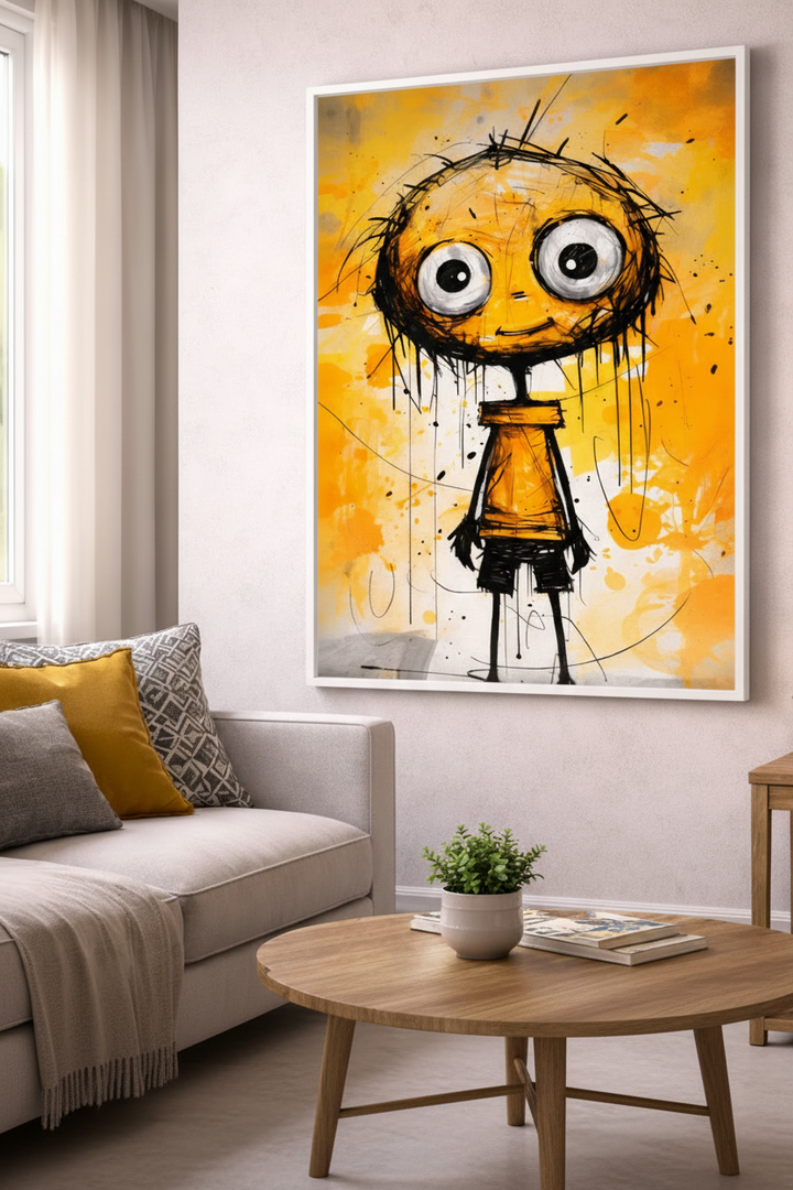 Abstract Wide-Eyed Character Canvas