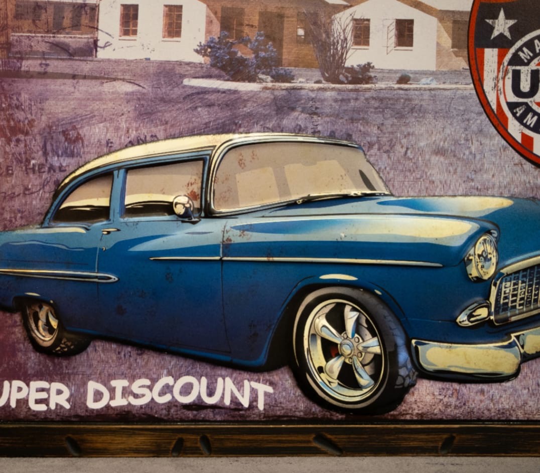 Vintage Car Sale Retro Wall Art