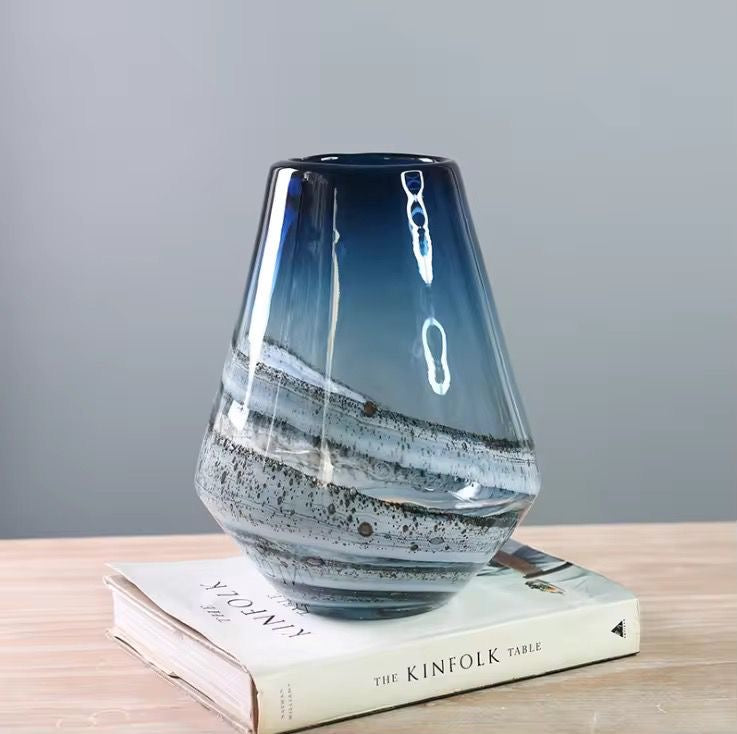 Blue Gradient Glass Vase Set of 2