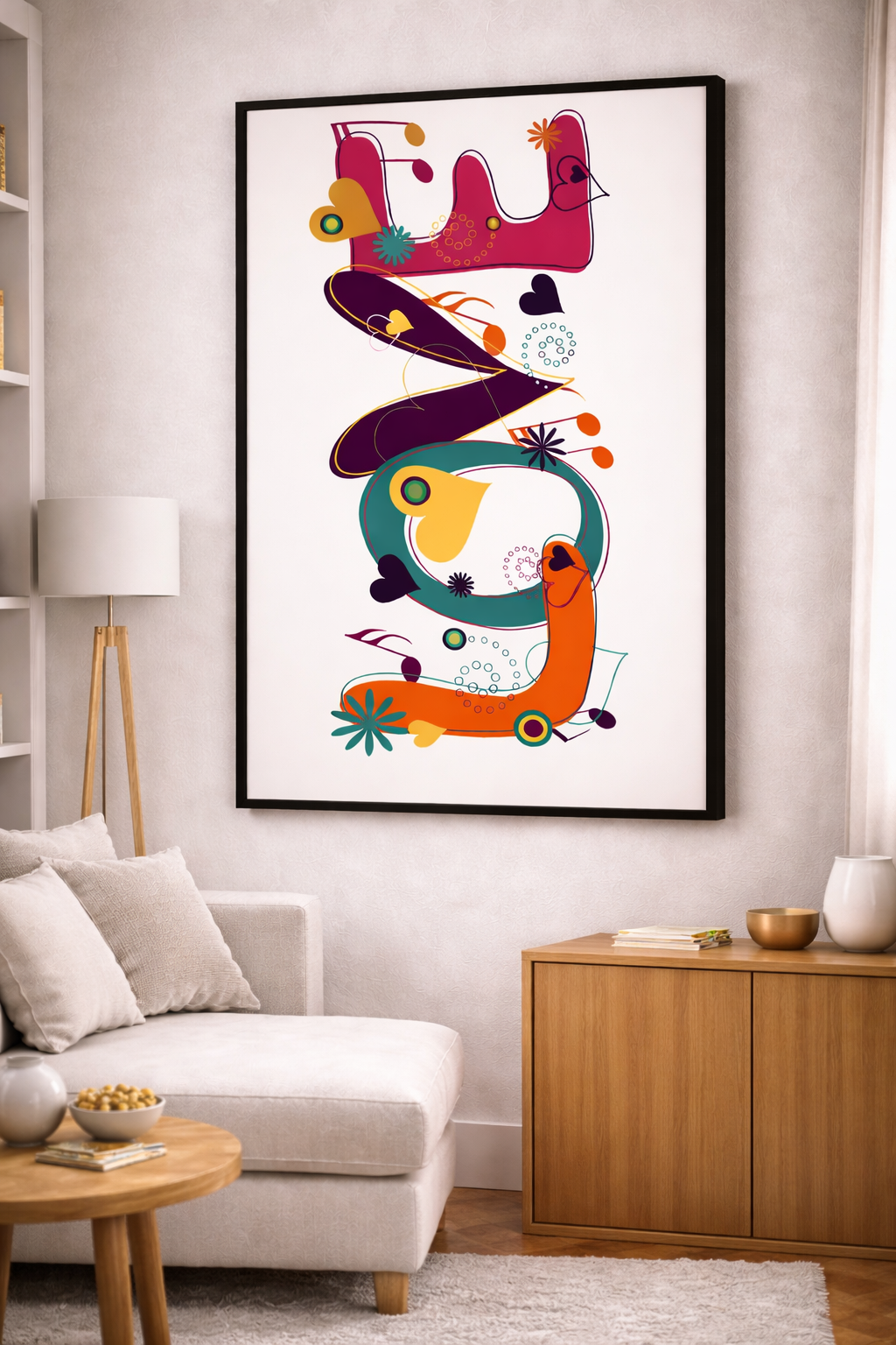 Abstract LOVE Typography Canvas Art