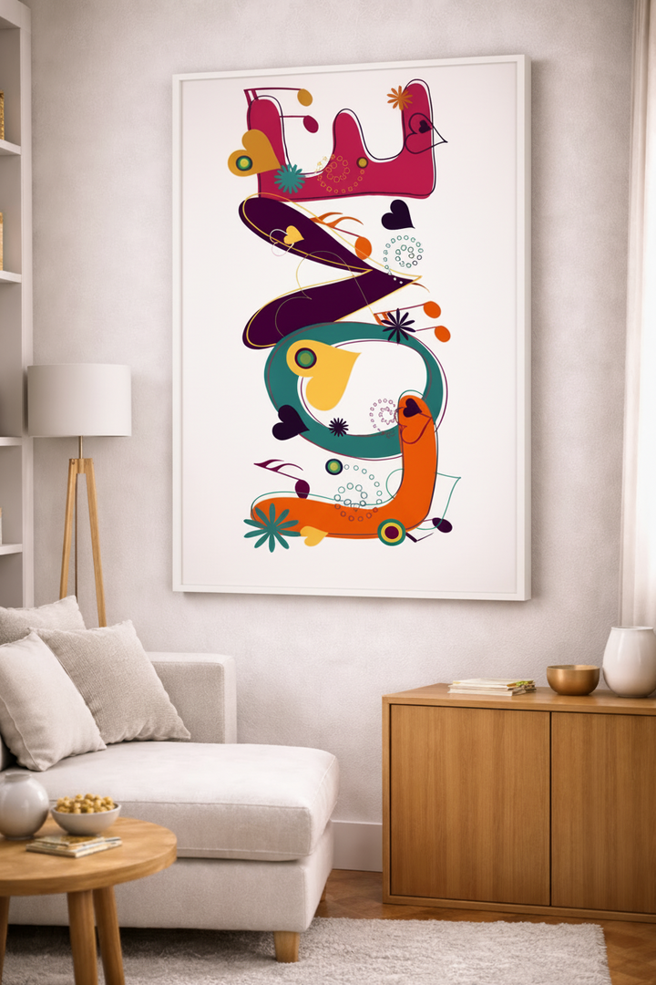 Abstract LOVE Typography Canvas Art