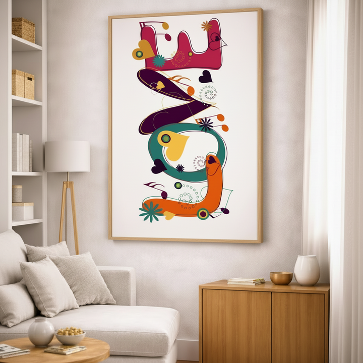 Abstract LOVE Typography Canvas Art
