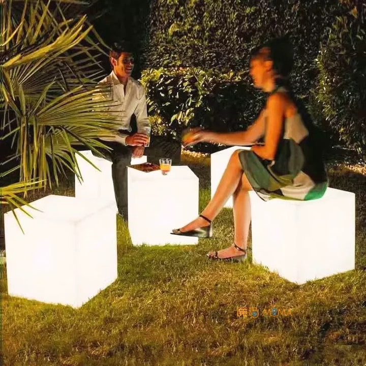 LED Cube Light Stool for Outdoor Spaces 40 cm ( one size )
