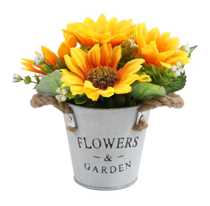 Artificial Flowers in Metal Pots