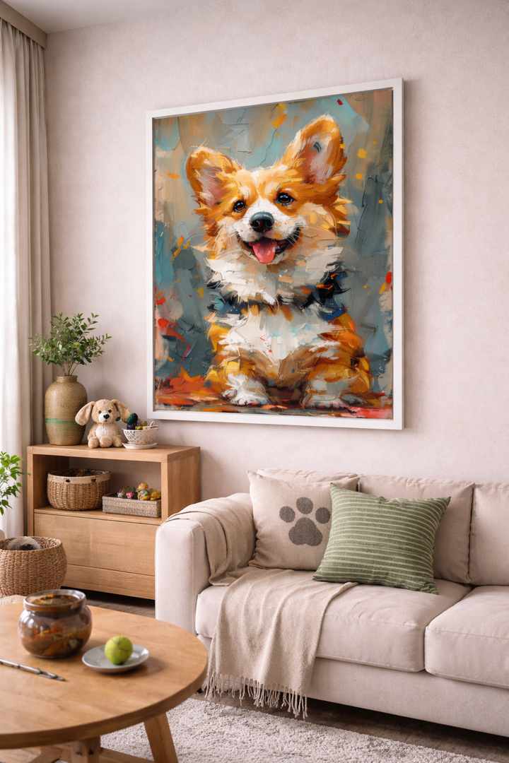 Playful Corgi Dog Canvas