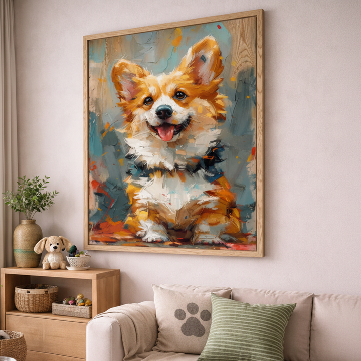 Playful Corgi Dog Canvas