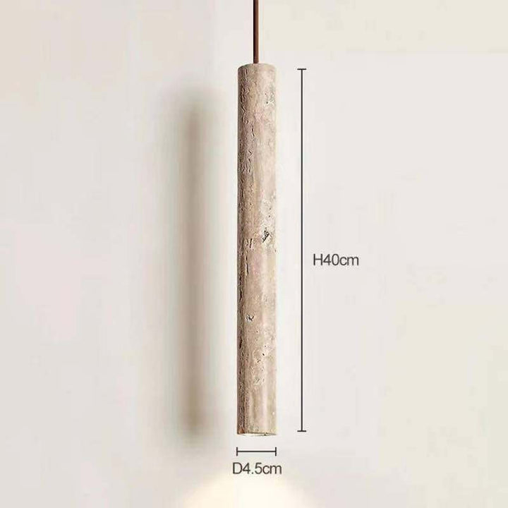 Travertine cylinder pendant light