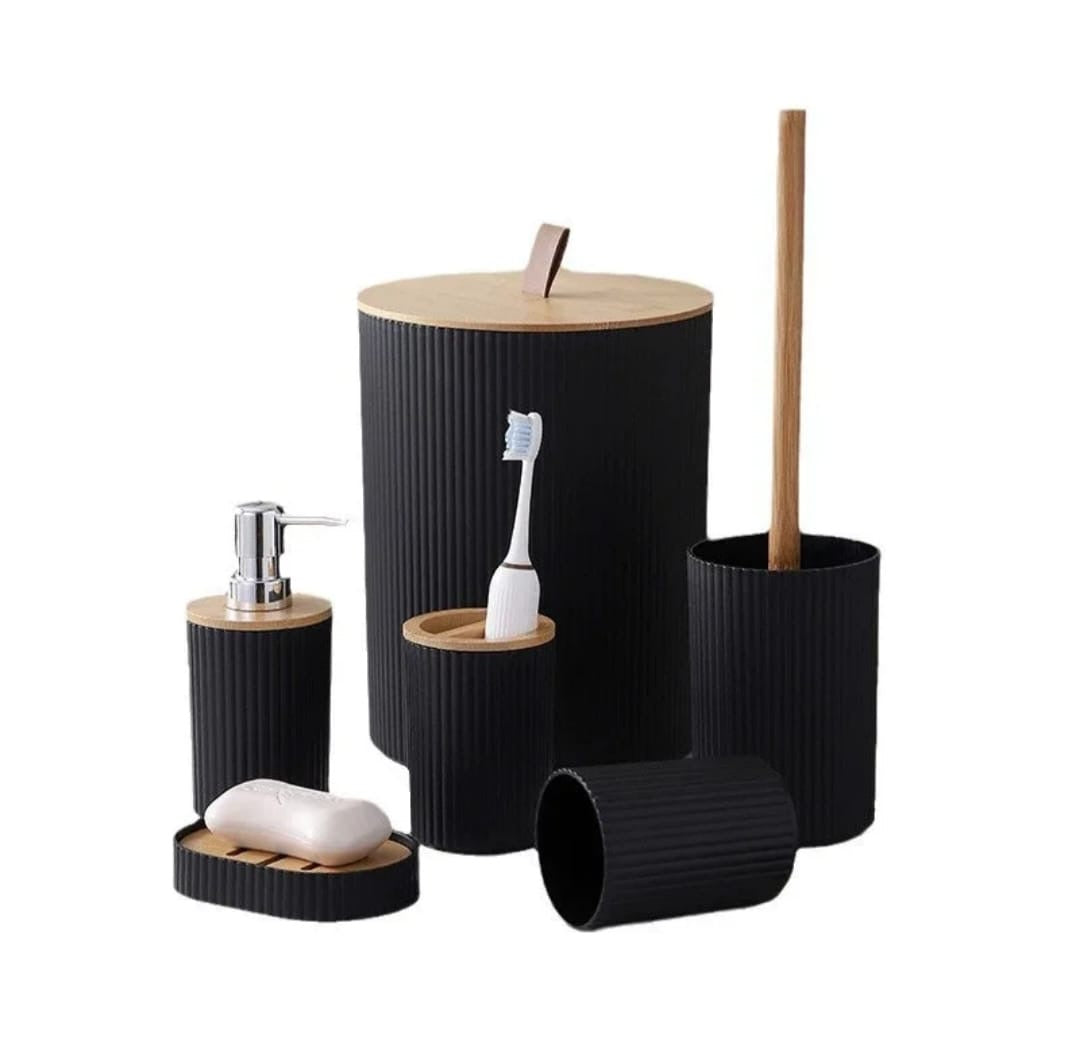 White Ribbed Bathroom Set