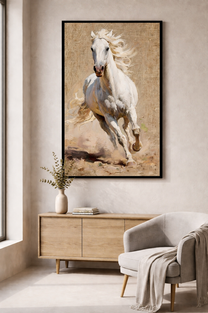 Majestic White Horse Canvas