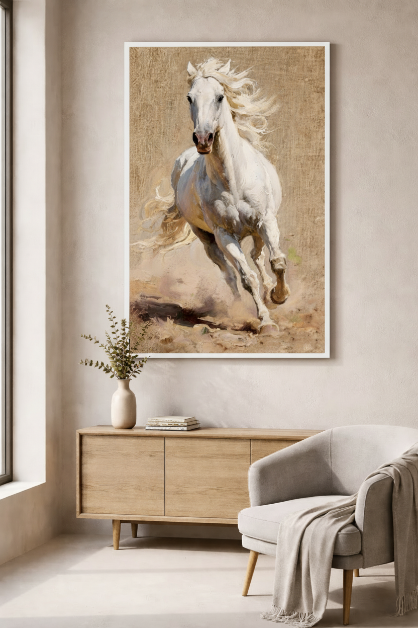 Majestic White Horse Canvas
