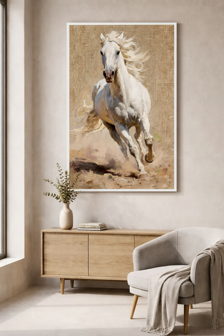 Majestic White Horse Canvas