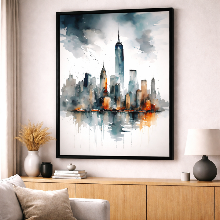 Abstract City Skyline Framed Art
