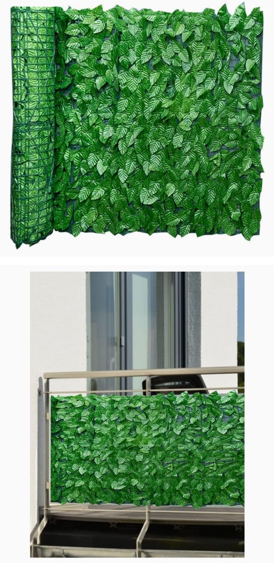 Artificial Leaf Privacy Fence Panel Installed on Balcony