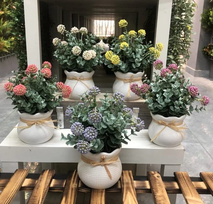 Artificial Flower Pots Set of 4 different colors