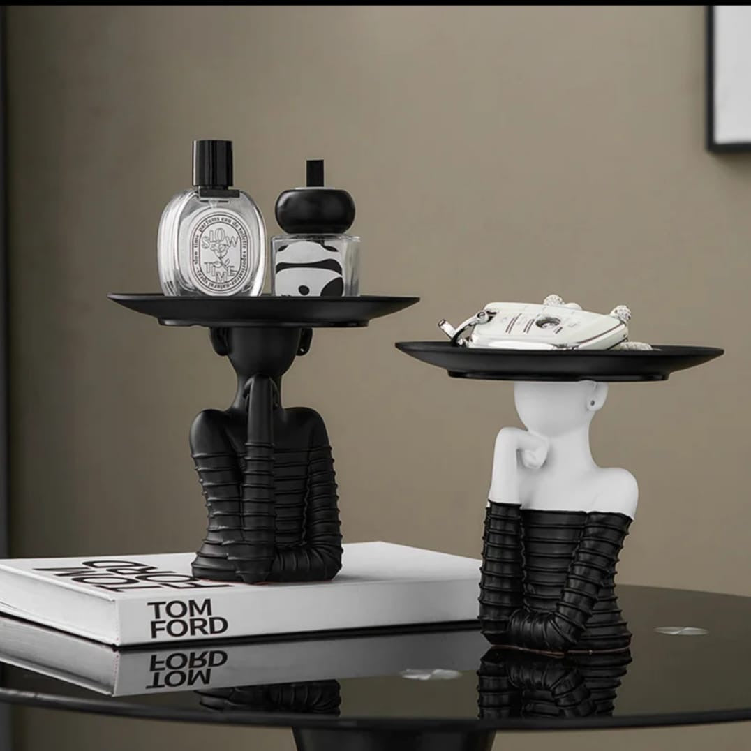 Modern Woman Sculpture Tray Holder