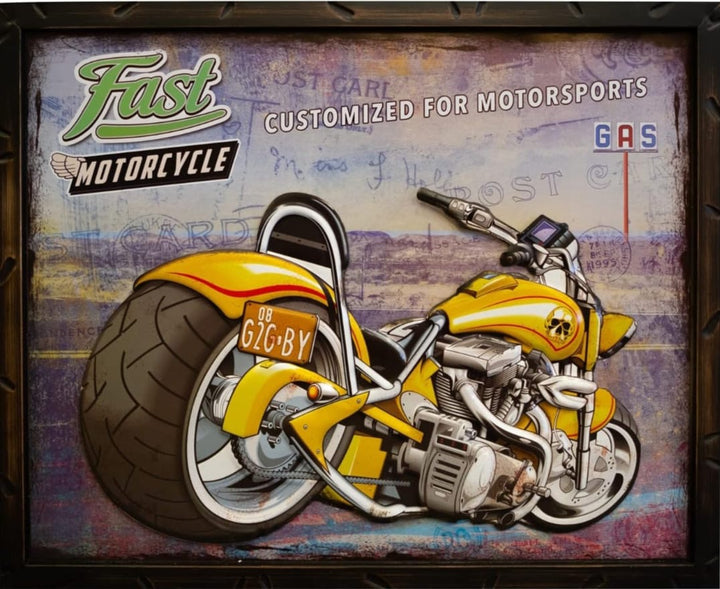 Fast Motorcycle Retro Wall Art