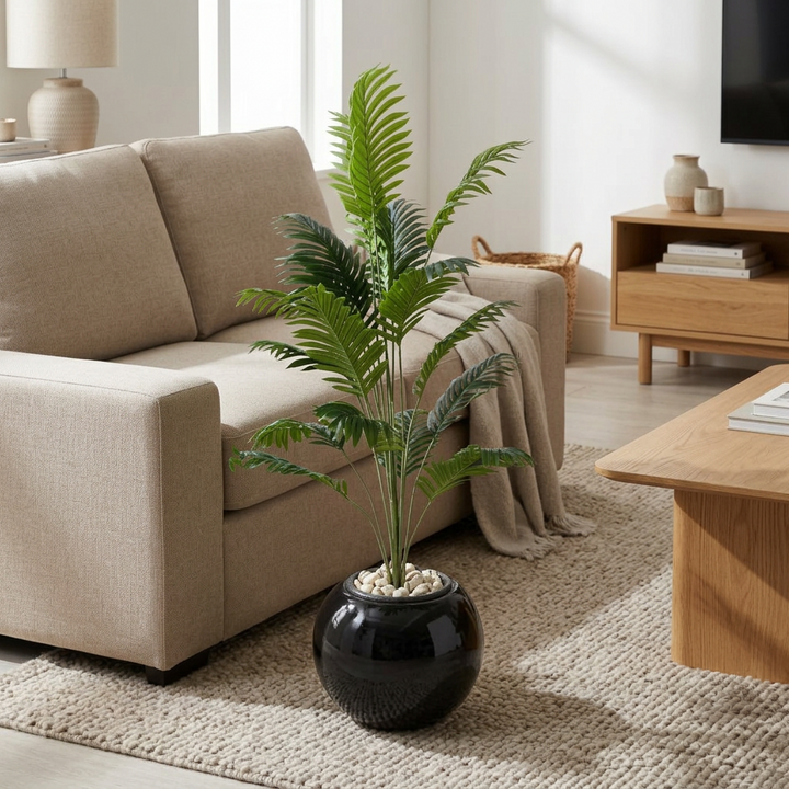 Modern Palm Artificial Plant in Fiberglass Pot